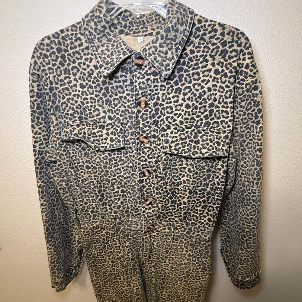 Leopard Print Button Front Utility Jumpsuit, Viral Statement Piece
